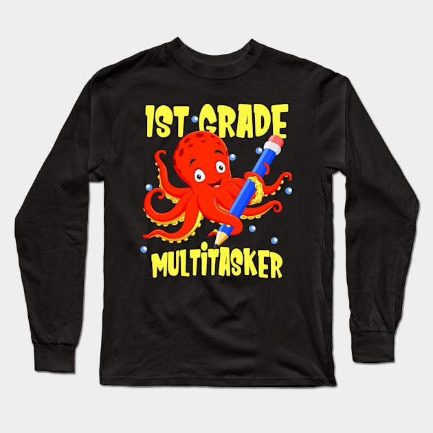 1st Grade Cute Octopus First Grader School Kids Long Sleeve T-Shirt by Foxxy Merch